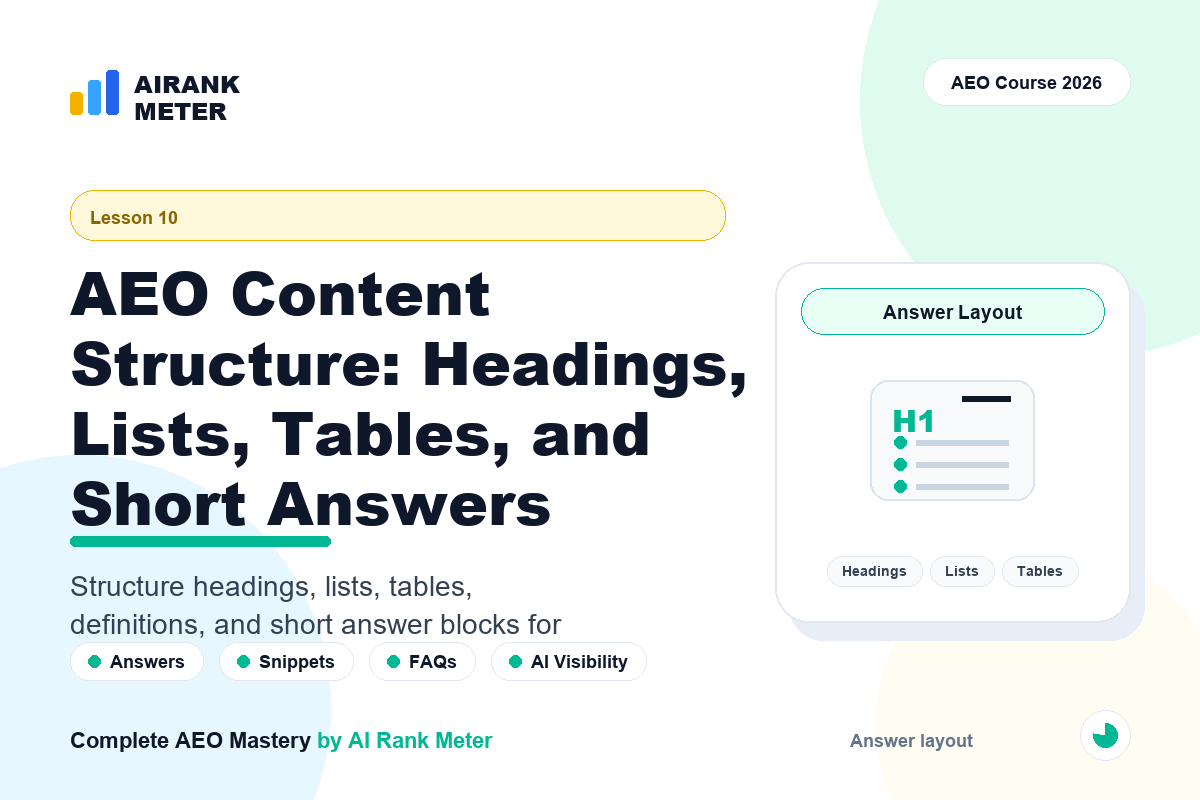 Lecture - 10: AEO Content Structure: Headings, Lists, Tables, and Short Answers