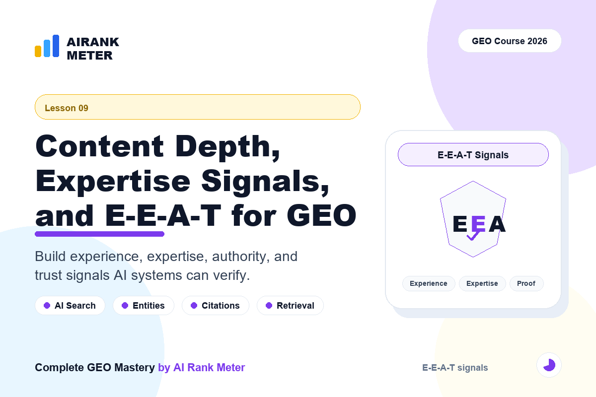 Lecture - 9: Content Depth, Expertise Signals, and E-E-A-T for GEO