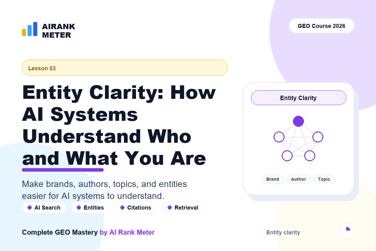Lecture - 3: Entity Clarity: How AI Systems Understand Who and What You Are