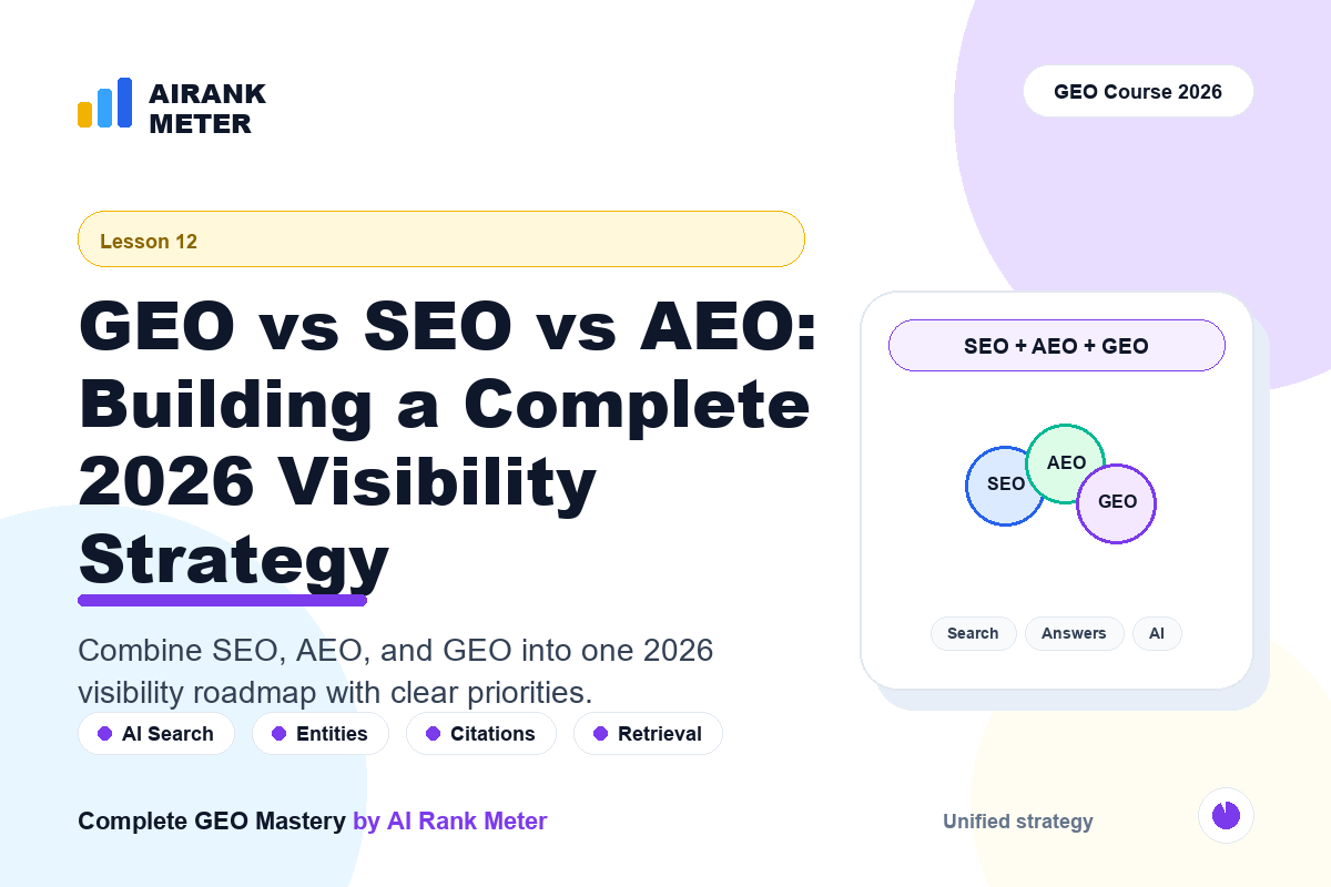 Lecture - 12: GEO vs SEO vs AEO: Building a Complete 2026 Visibility Strategy