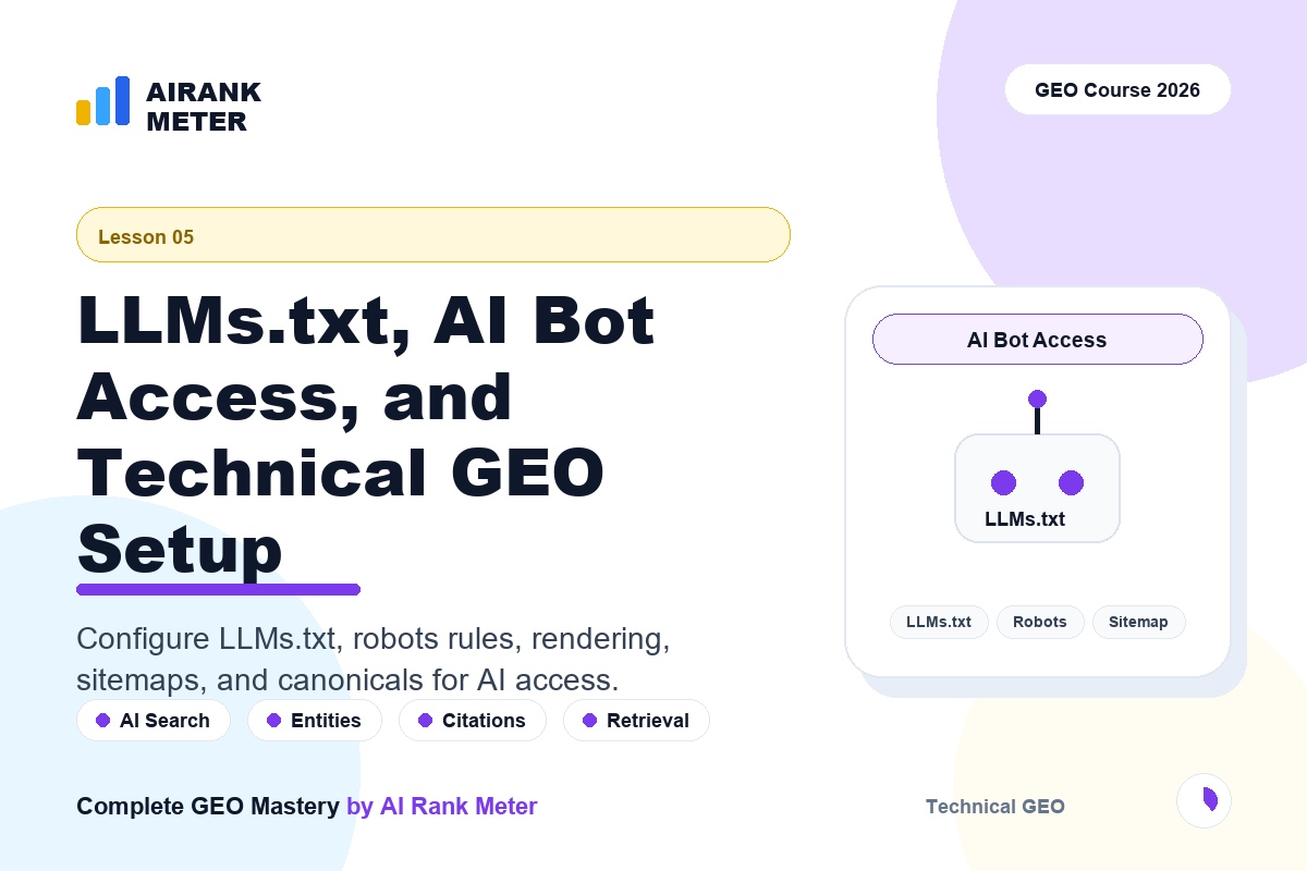 Lecture - 5: LLMs.txt, AI Bot Access, and Technical GEO Setup