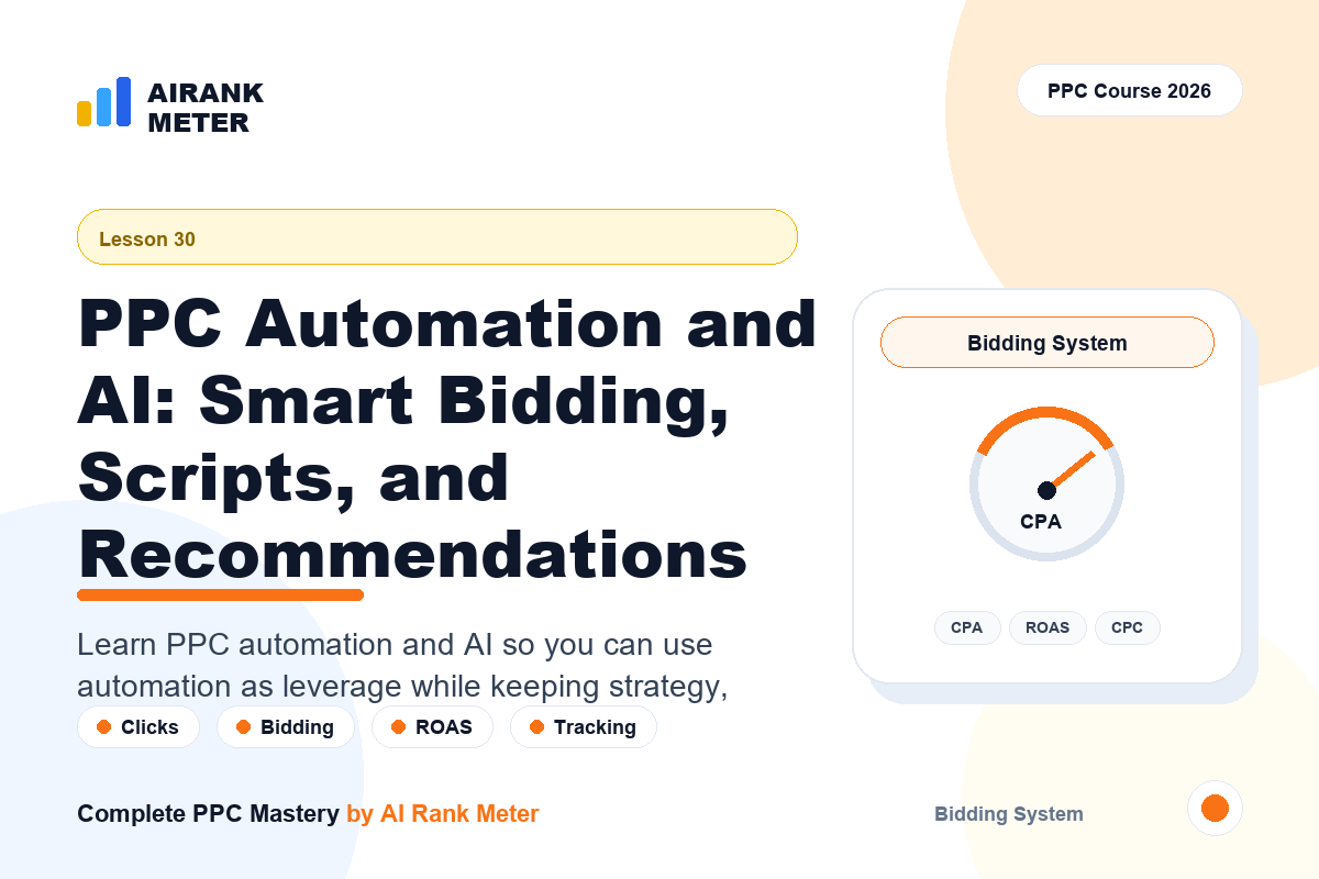 Lecture 30: PPC Automation and AI: Smart Bidding, Scripts, and Recommendations