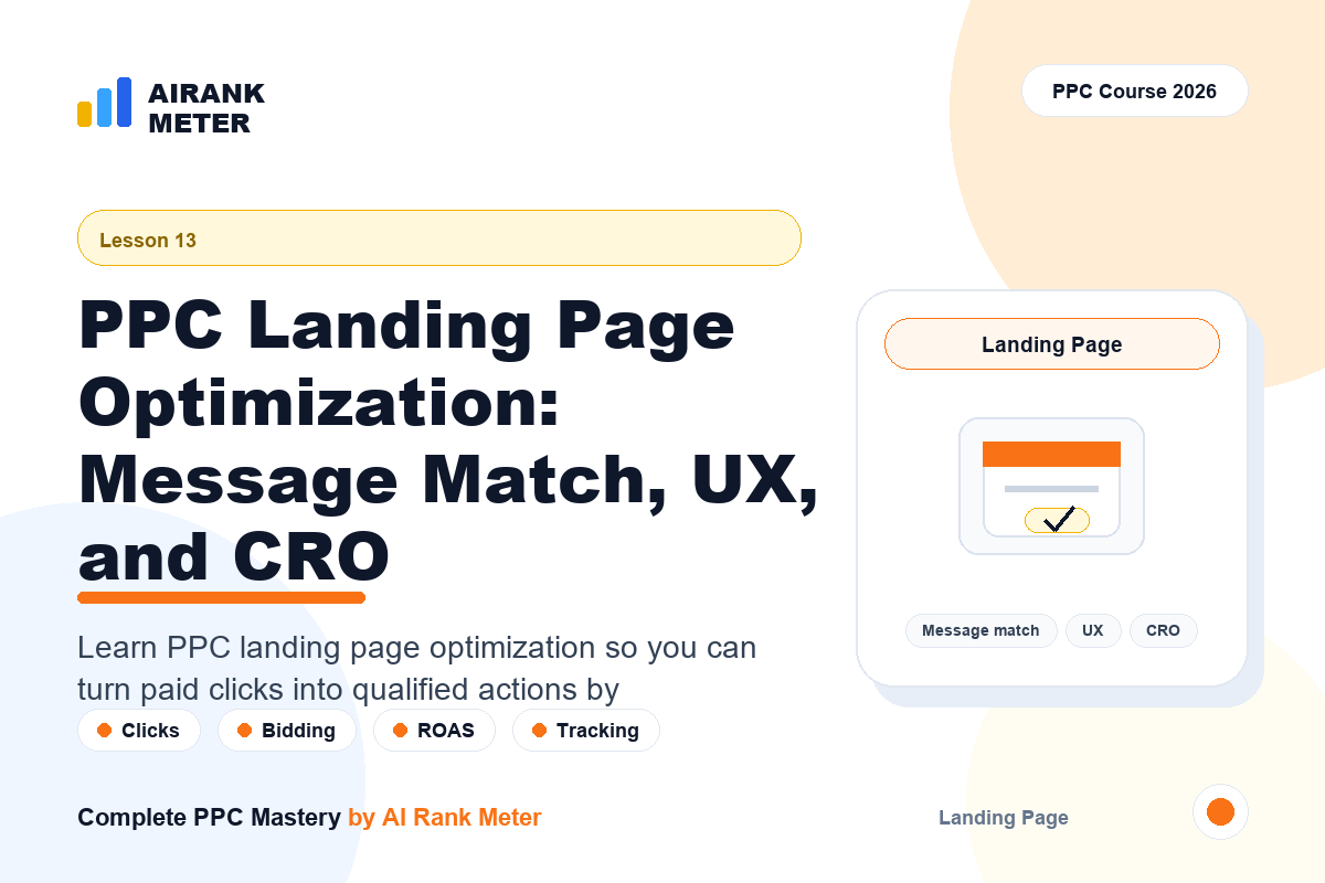 Lecture 13: PPC Landing Page Optimization: Message Match, UX, and CRO