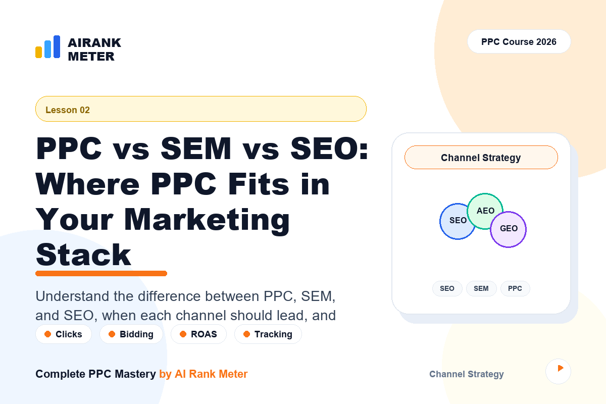 Lecture 2: PPC vs SEM vs SEO: Where PPC Fits in Your Marketing Stack