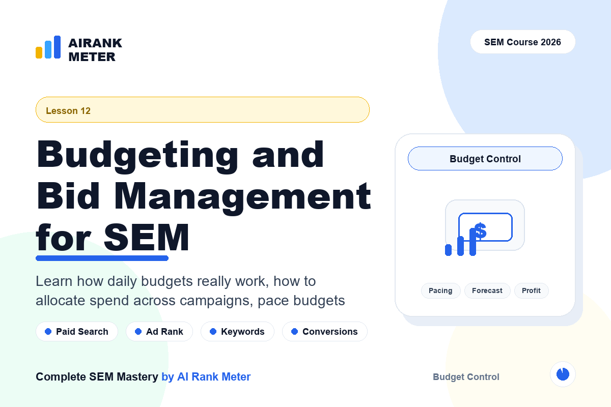 Lecture 12: Budgeting and Bid Management for SEM