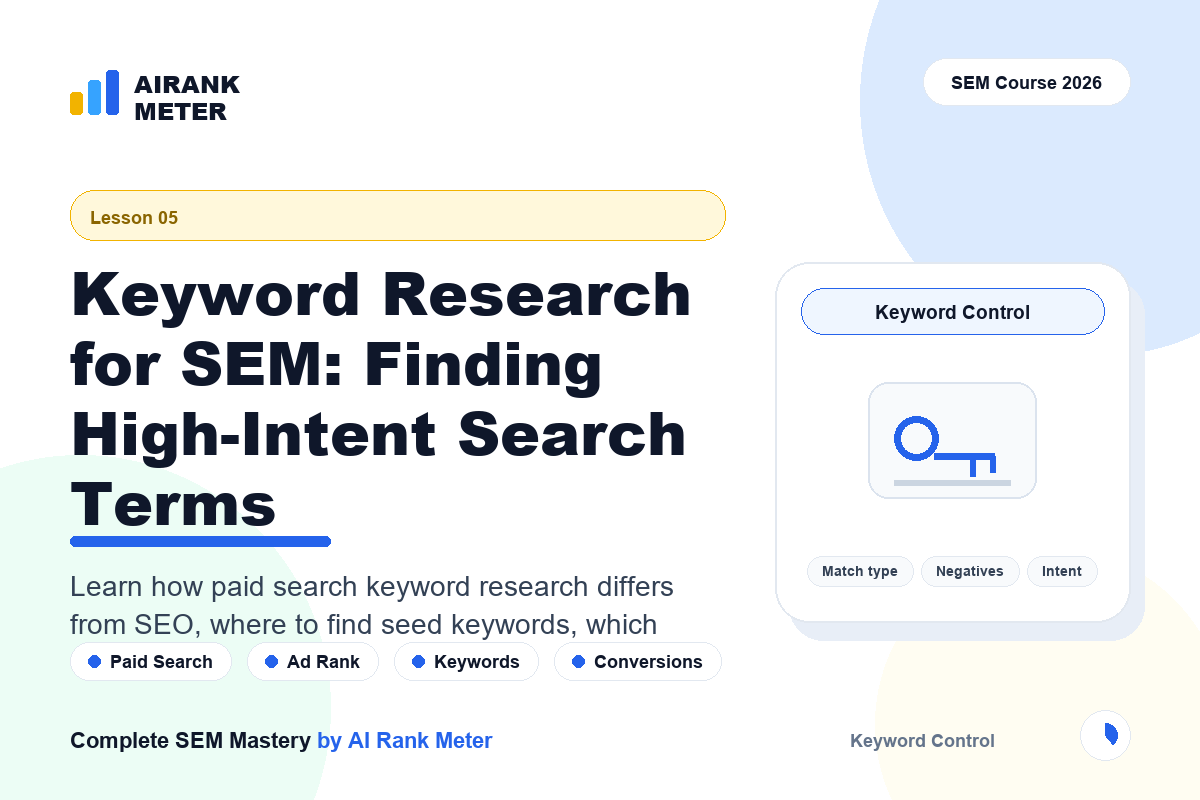 Lecture 5: Keyword Research for SEM: Finding High-Intent Search Terms