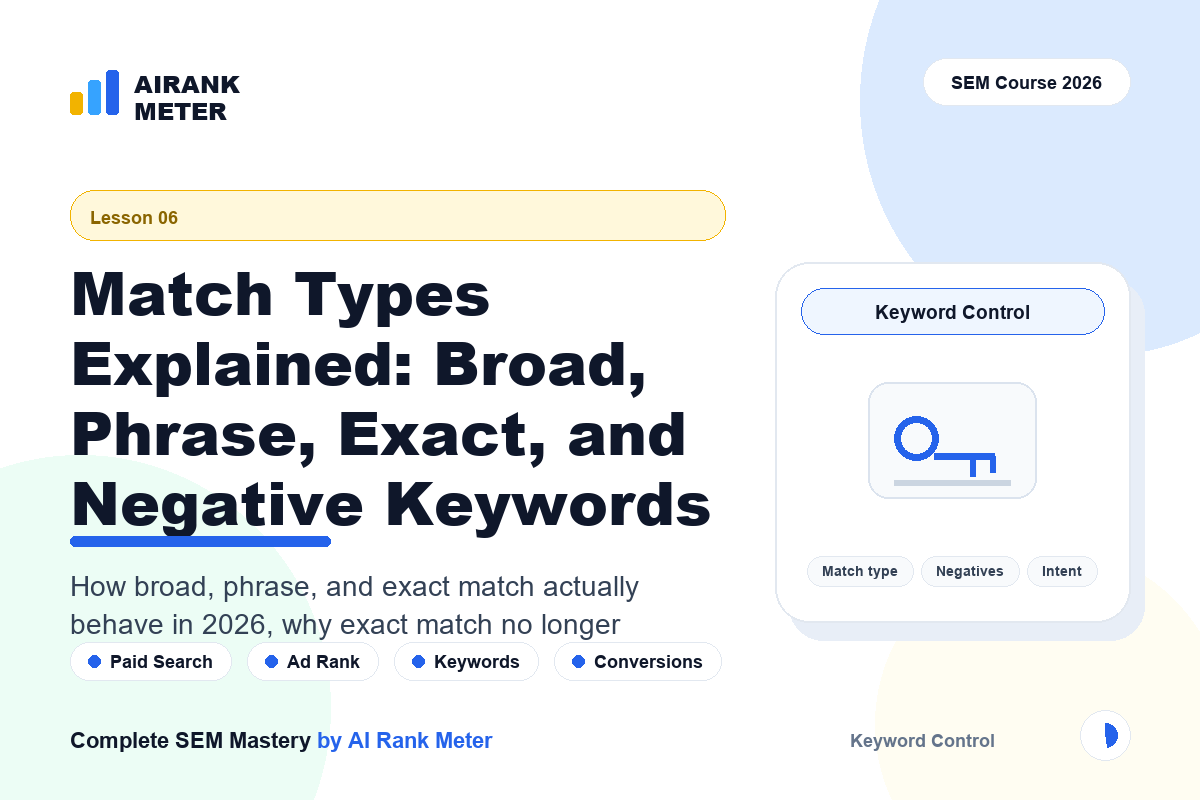 Lecture 6: Match Types Explained: Broad, Phrase, Exact, and Negative Keywords