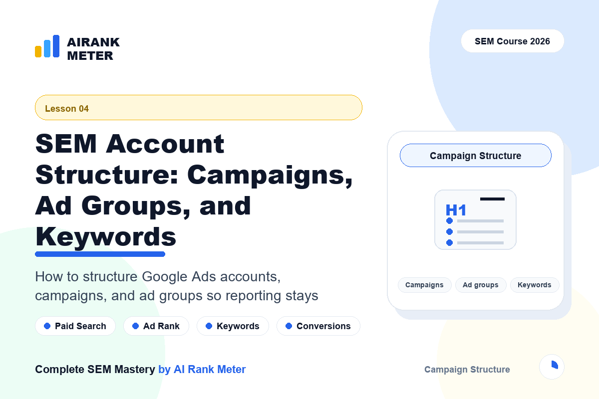 Lecture 4: SEM Account Structure: Campaigns, Ad Groups, and Keywords