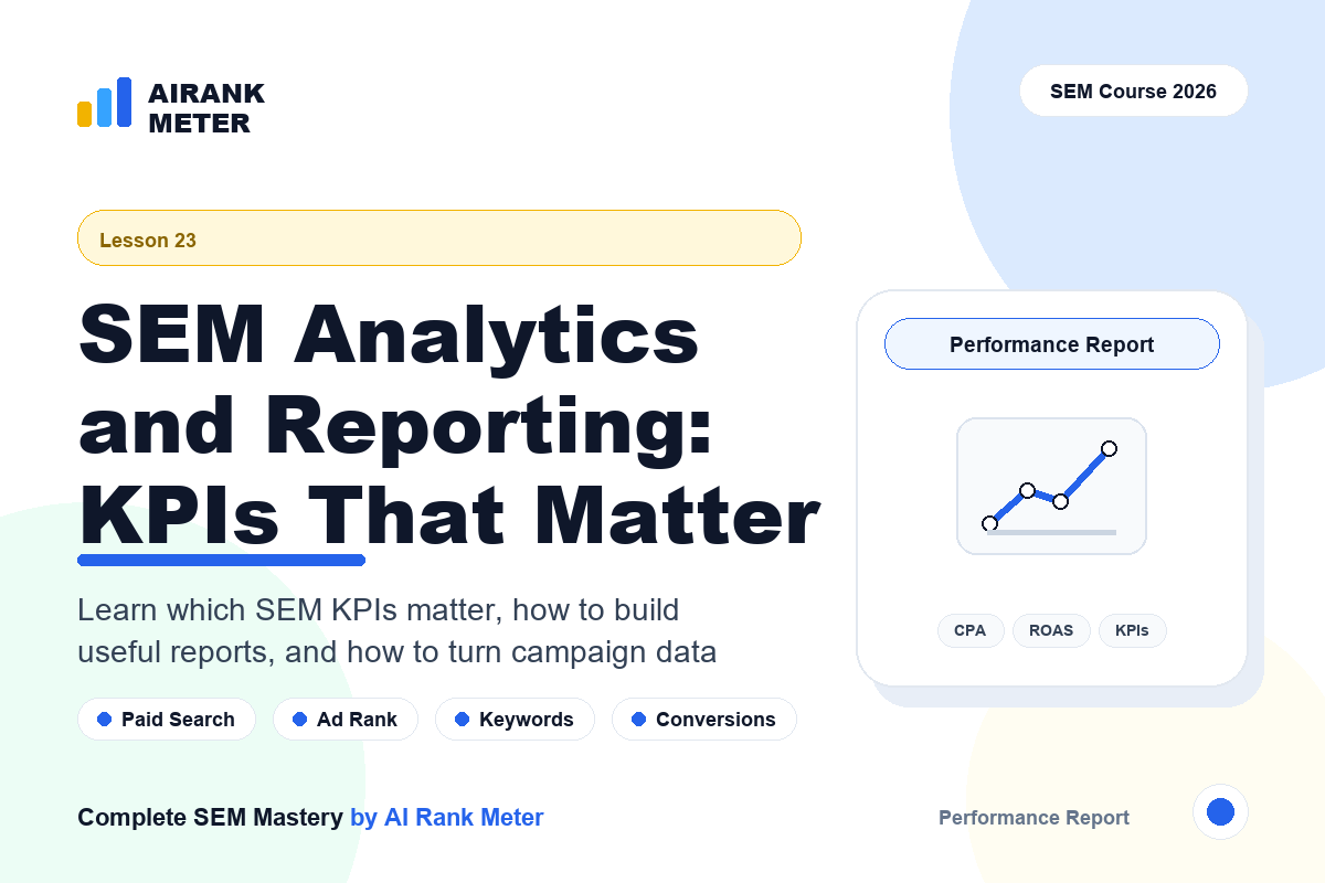 Lecture 23: SEM Analytics and Reporting: KPIs That Matter