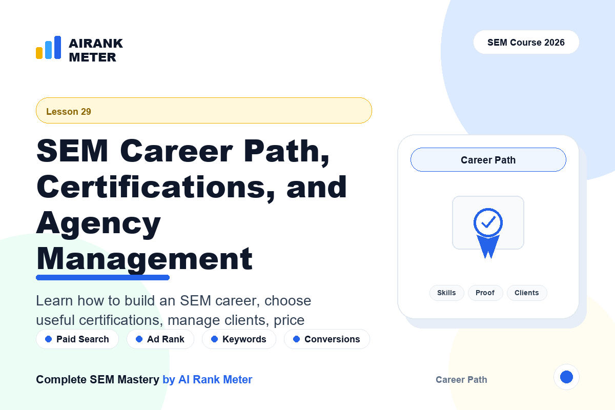 Lecture 29: SEM Career Path, Certifications, and Agency Management