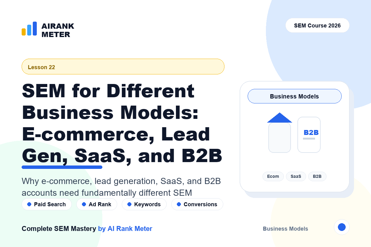 Lecture 22: SEM for Different Business Models: E-commerce, Lead Gen, SaaS, and B2B