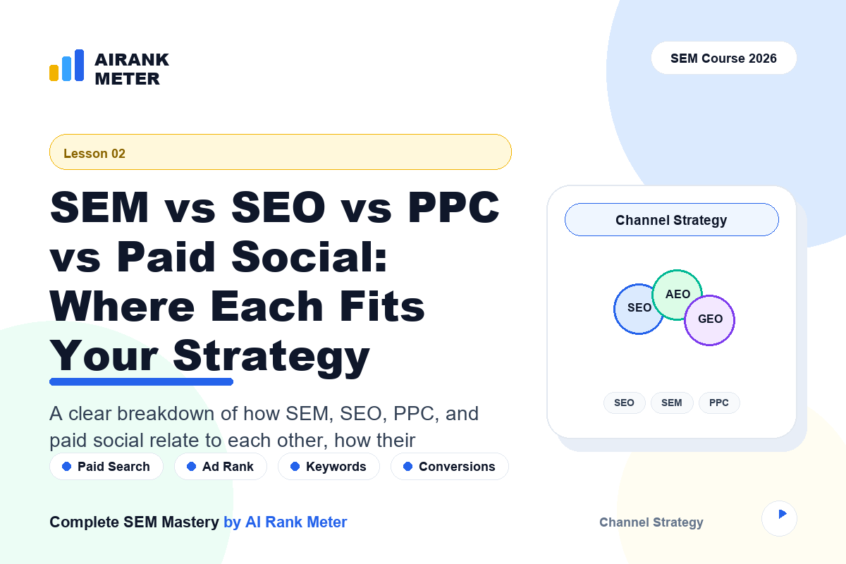 Lecture 2: SEM vs SEO vs PPC vs Paid Social: Where Each Fits Your Strategy